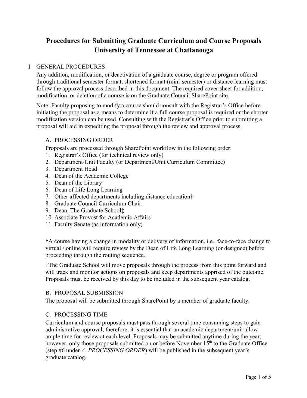 Procedures for Submitting Graduate Curriculum and Course Proposals