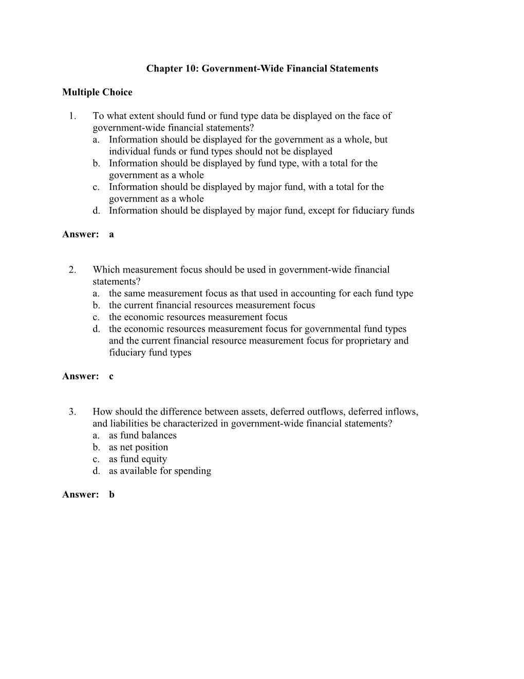 Chapter 10: Government-Wide Financial Statements