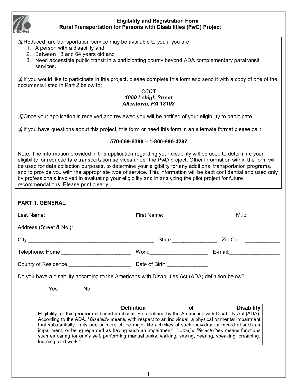 Eligibility and Registration Form