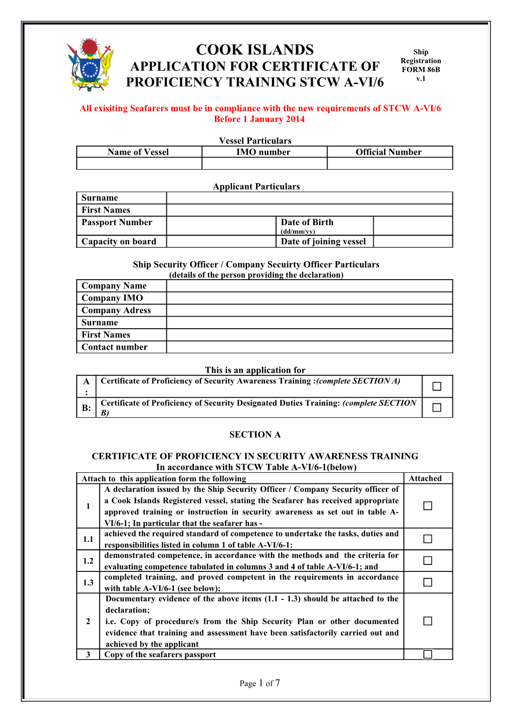 1A - Application for Vessel Registration