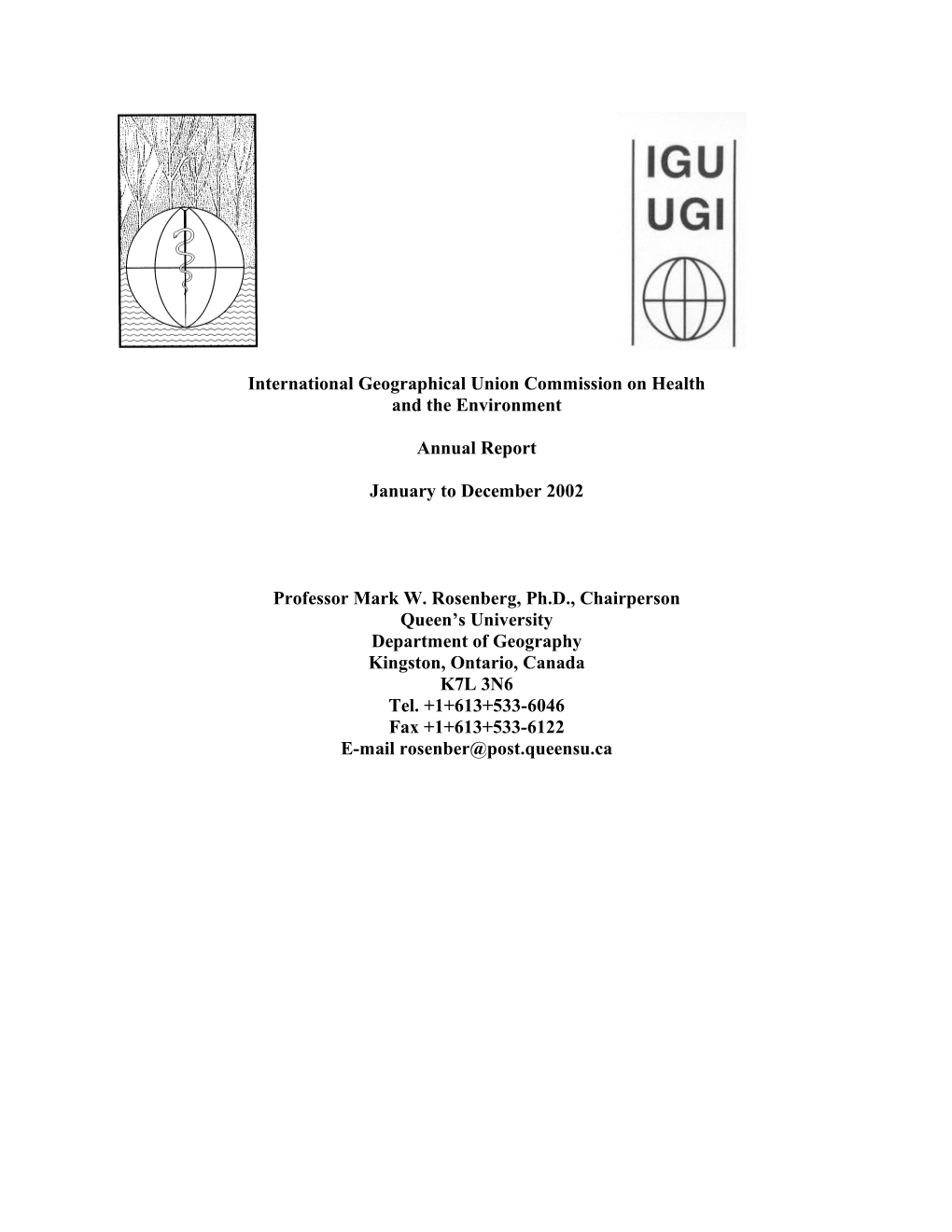 Interim Report of the International Geographical Union Commission