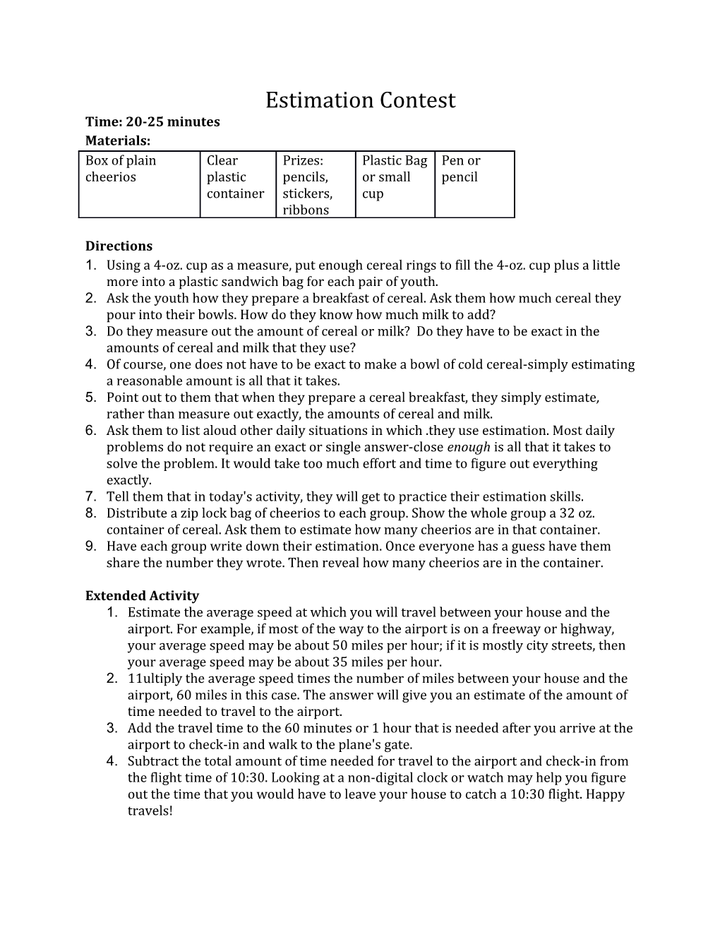 Estimation Contest