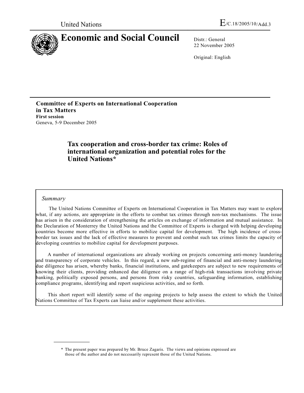 Committee of Experts on International Cooperation