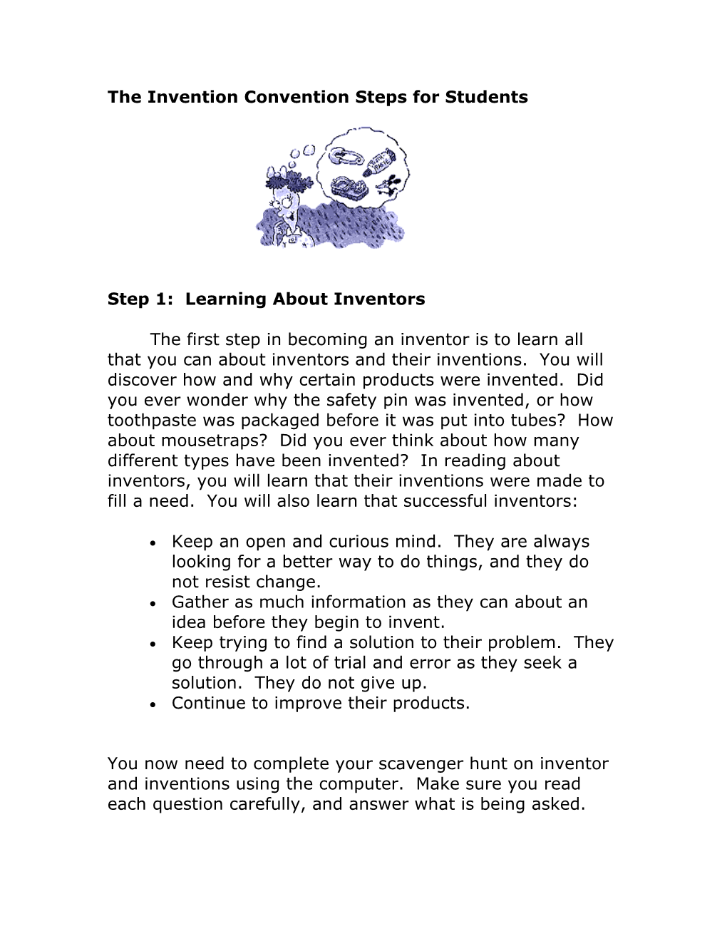 The Invention Convention Steps for Students