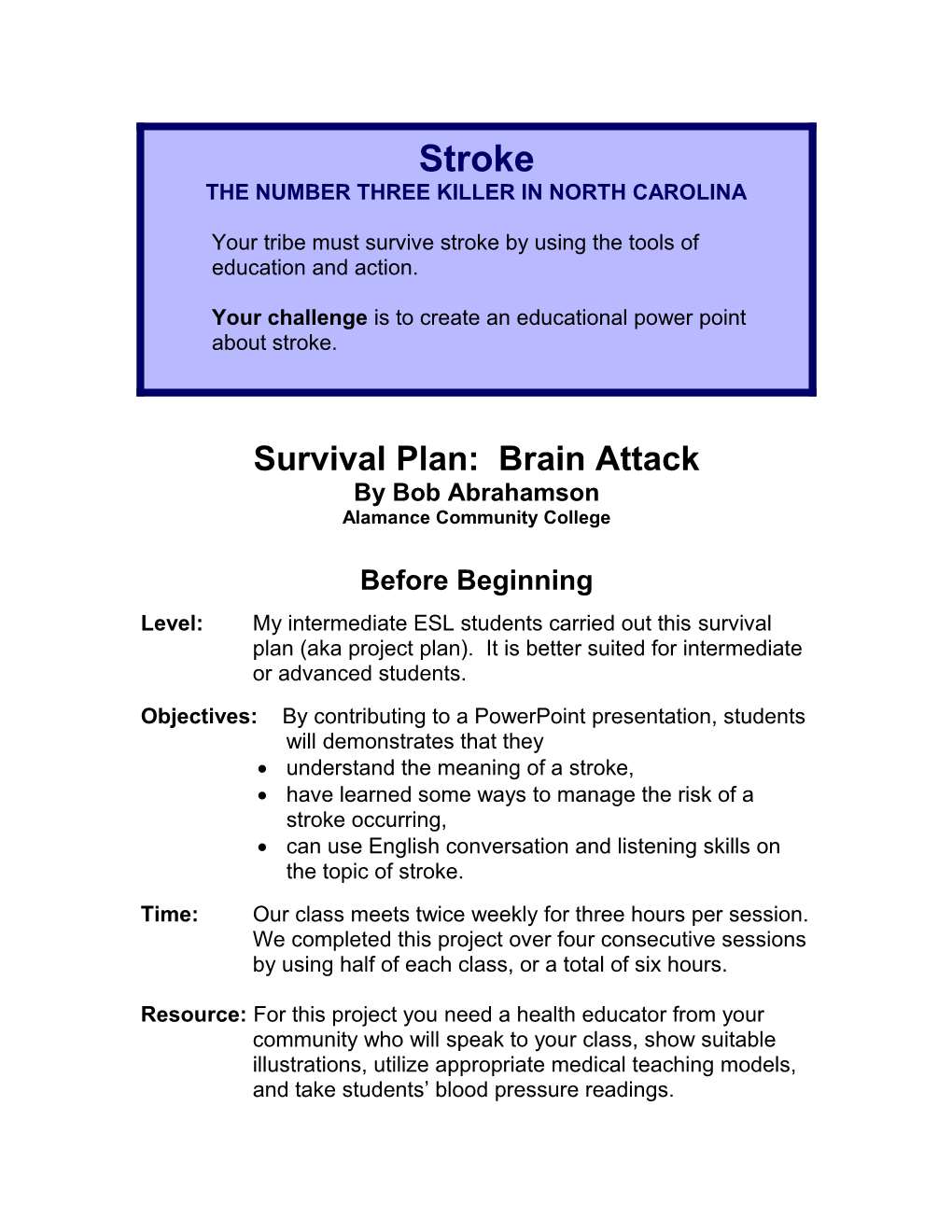 Survival Plan: Brain Attack