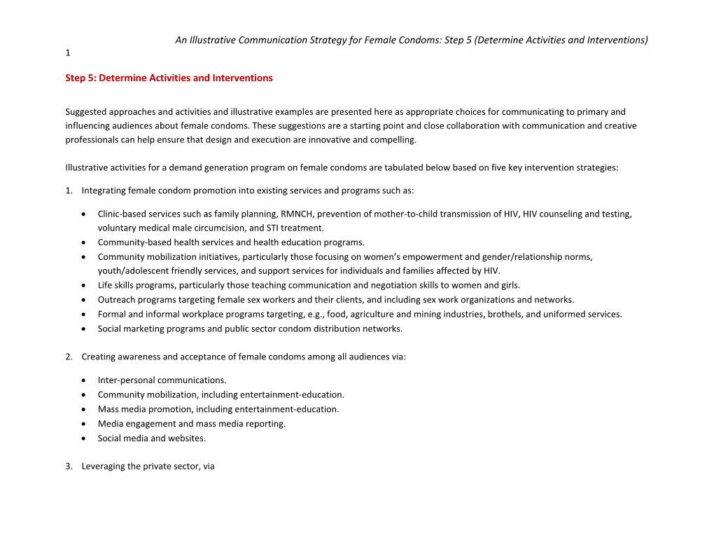 Step 5: Determine Activities and Interventions