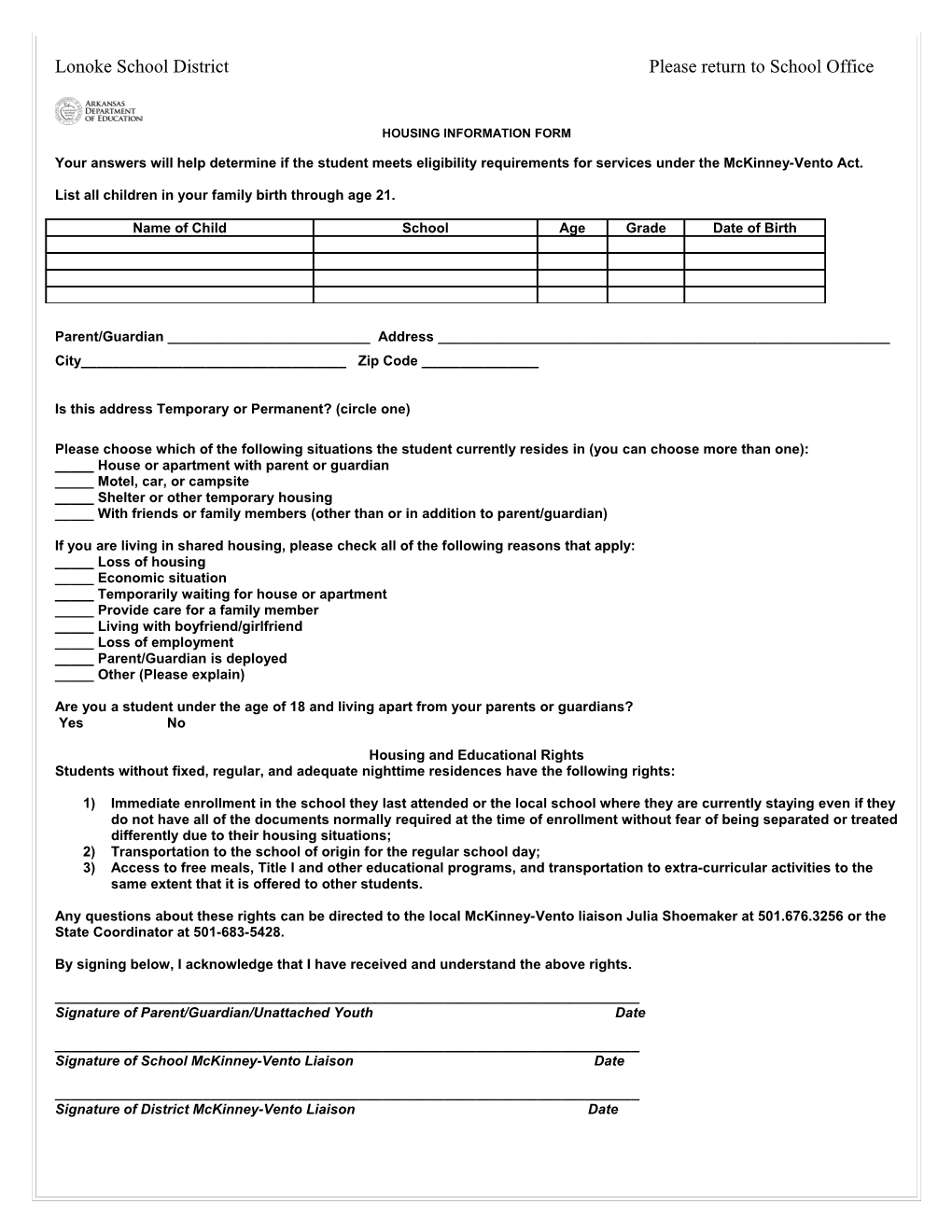 Residency Information Form