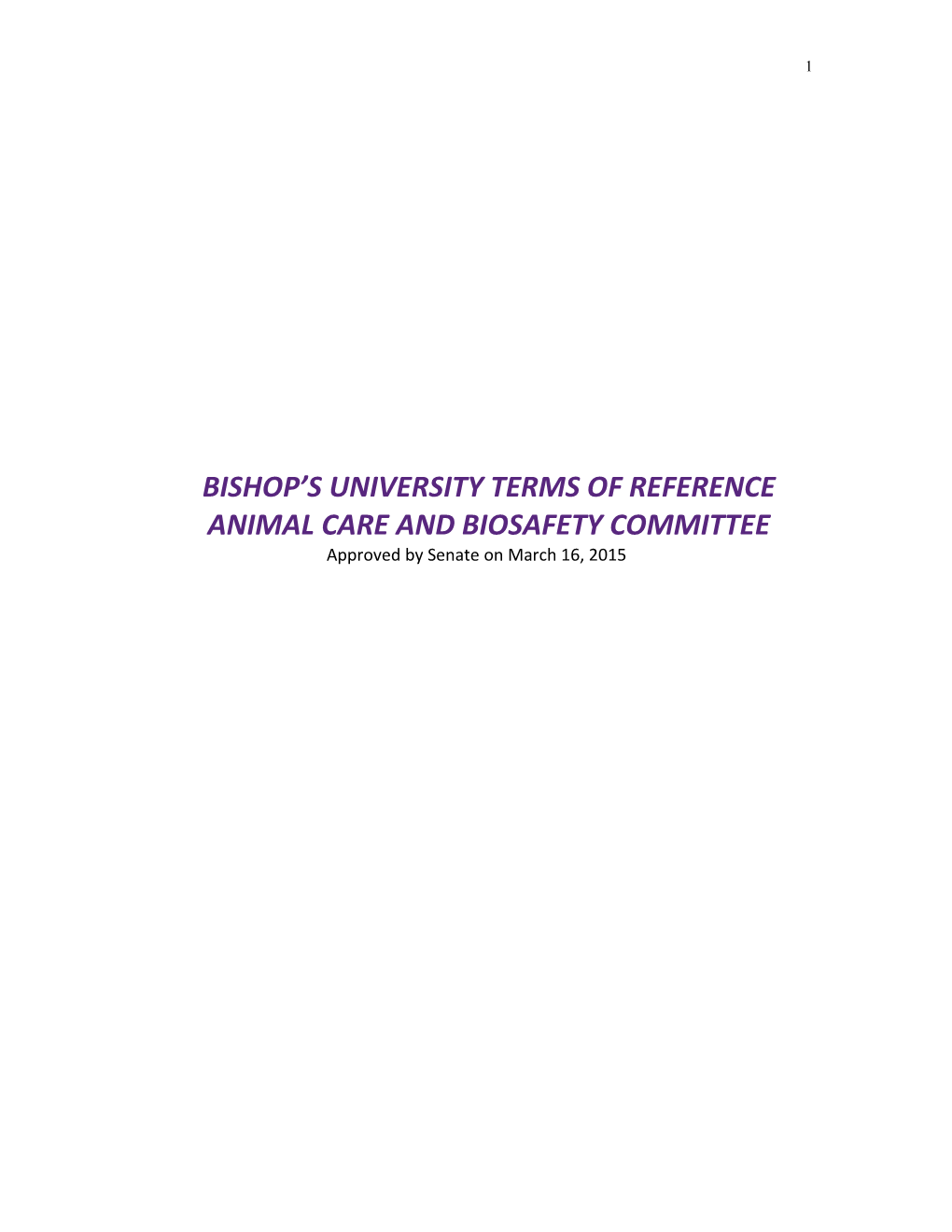 Bishop S University Terms of Reference