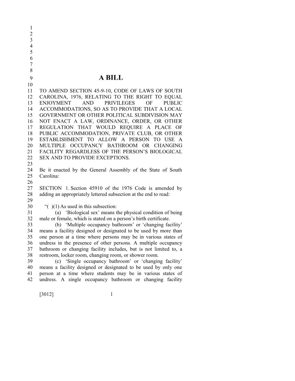 2017-2018 Bill 3012 Text of Previous Version (Dec. 15, 2016) - South Carolina Legislature Online