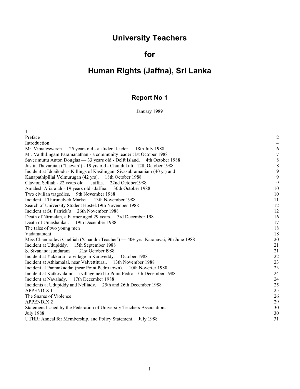 Human Rights (Jaffna), Sri Lanka