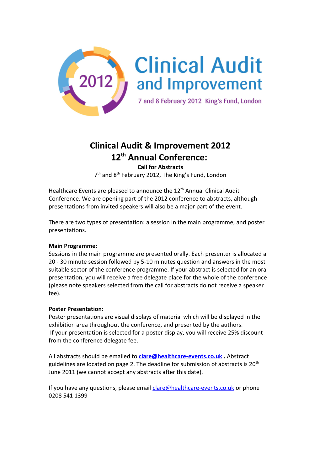Clinical Audit & Improvement 2012