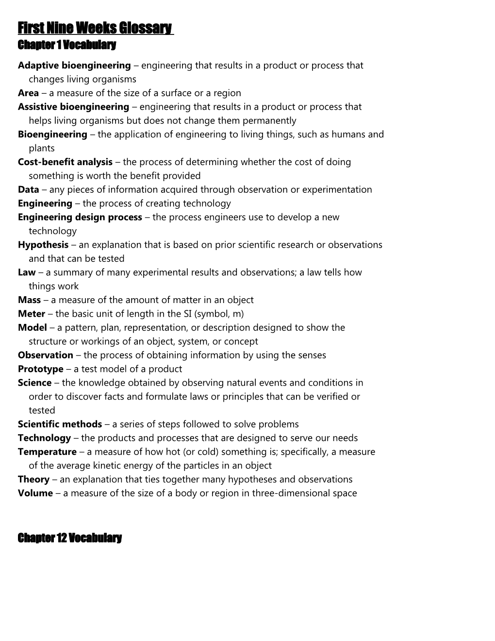 Chapter 1 Vocabulary