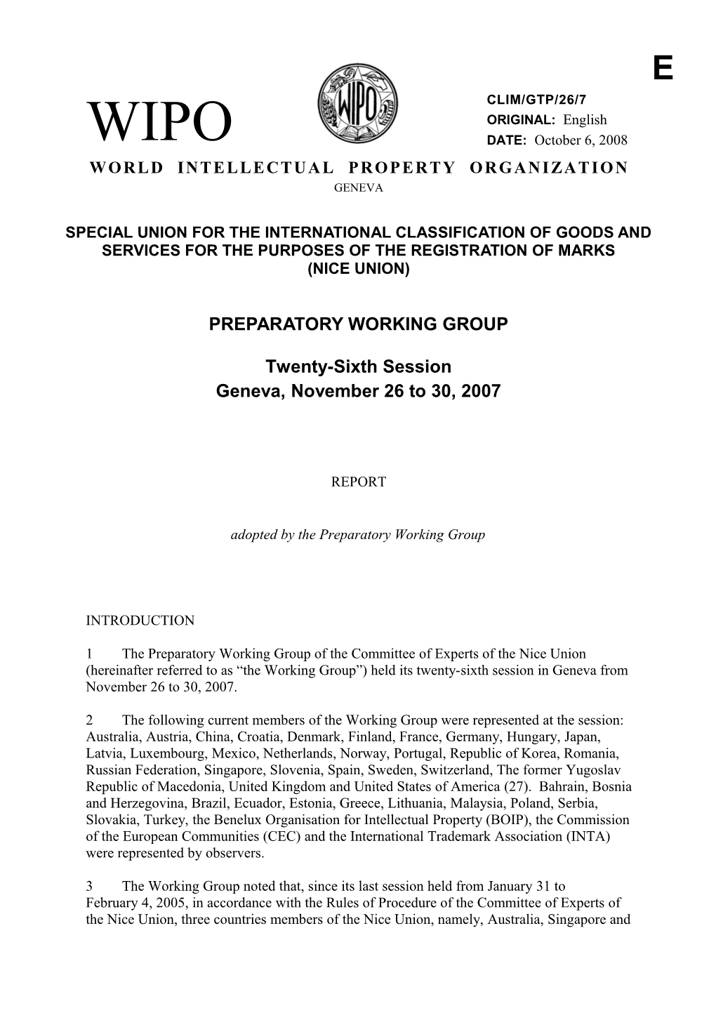 Preparatory Working Group