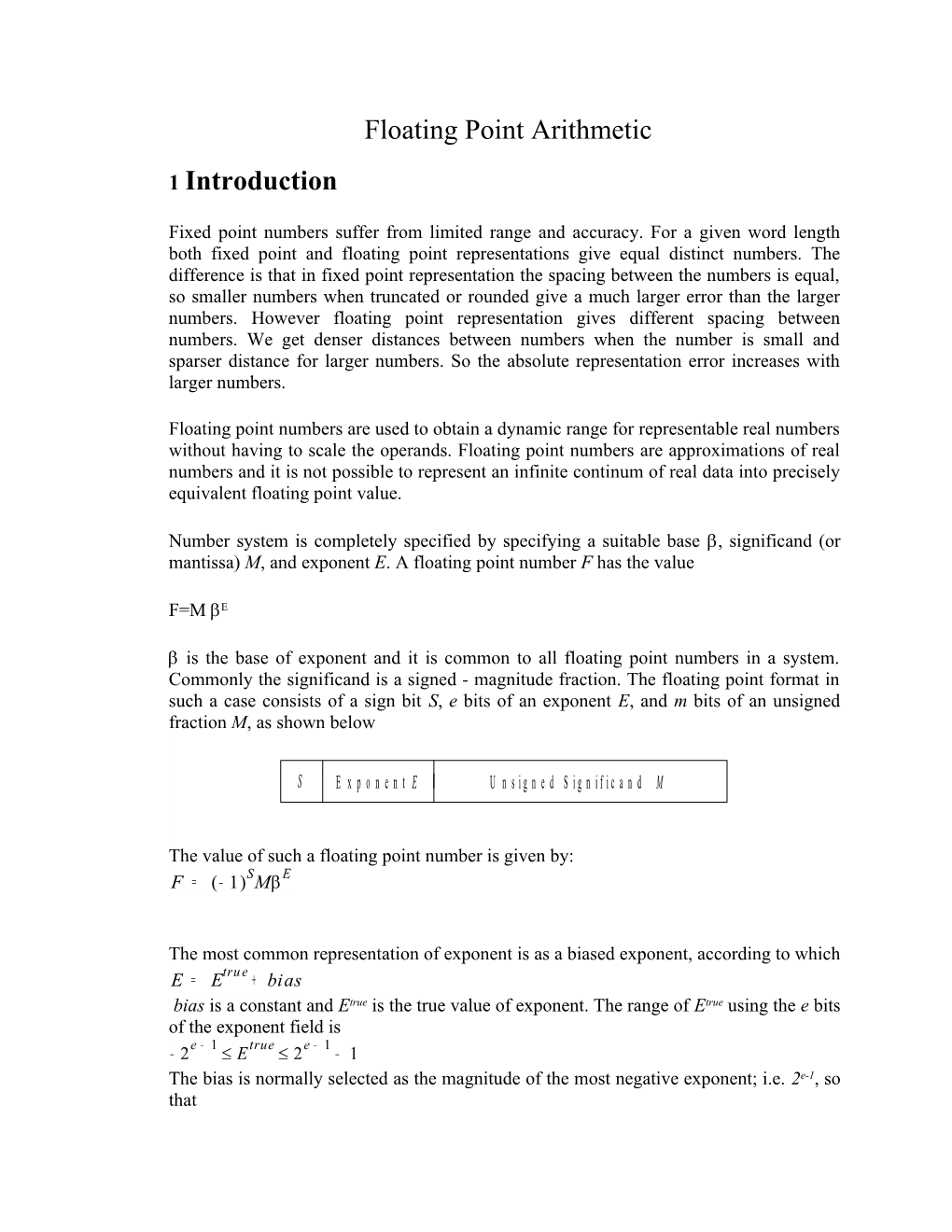 Floating Point Arithmetic