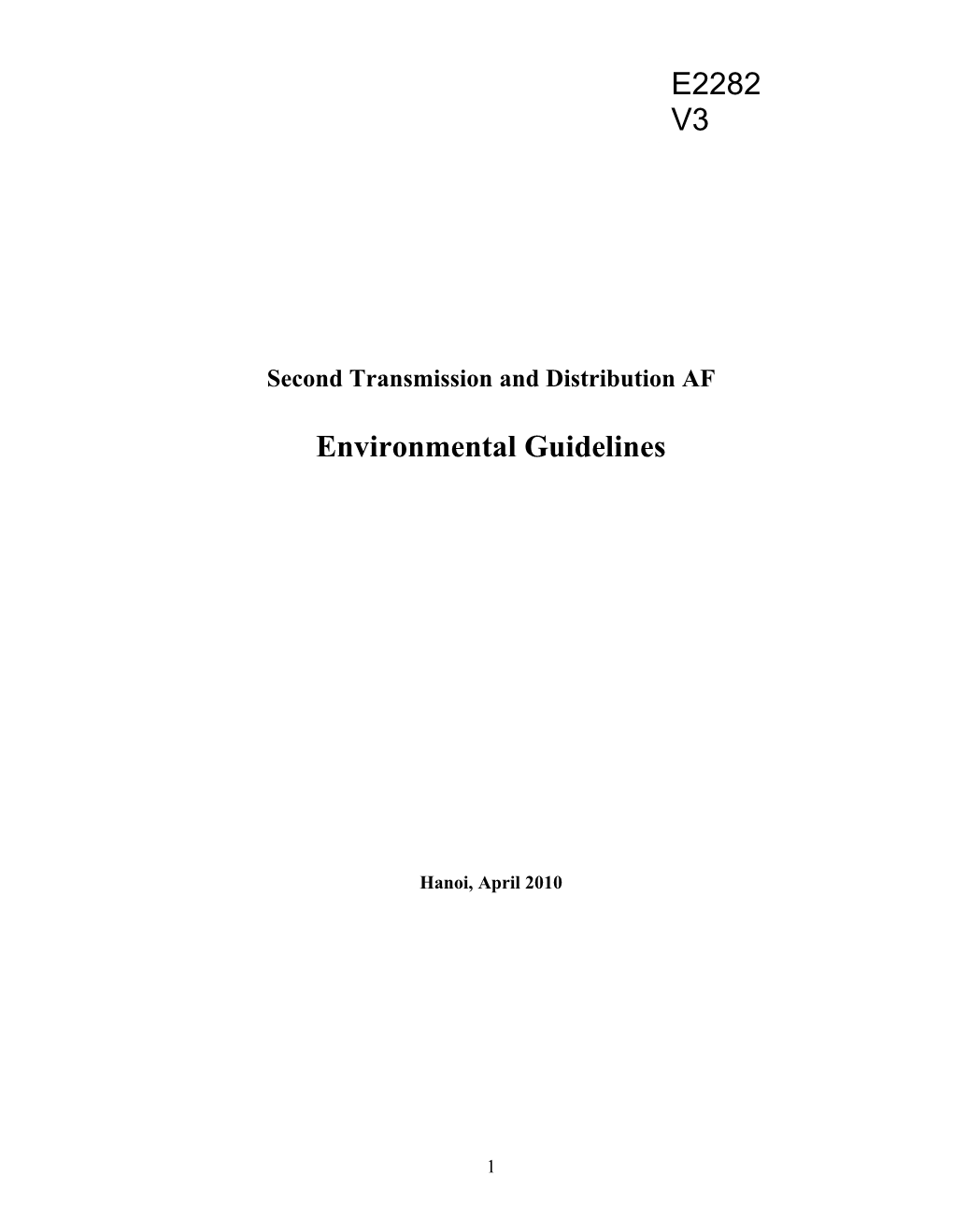 Additional Annex 15: Environmental Guidelines and Framework