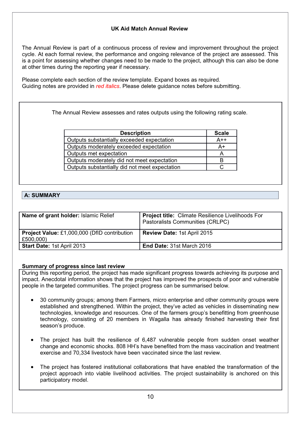 UK Aid Match Annual Review