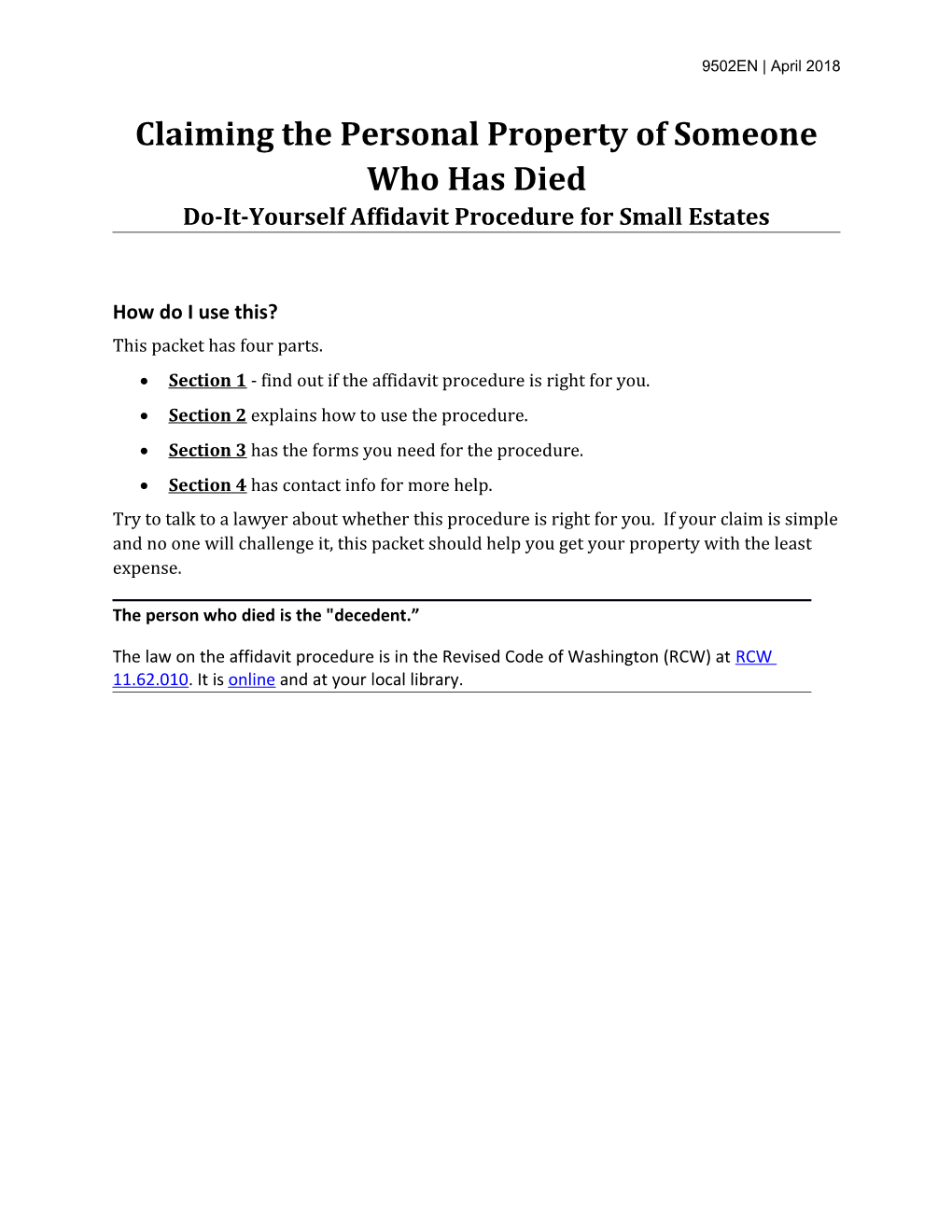 Do-It-Yourself Affidavit Procedure