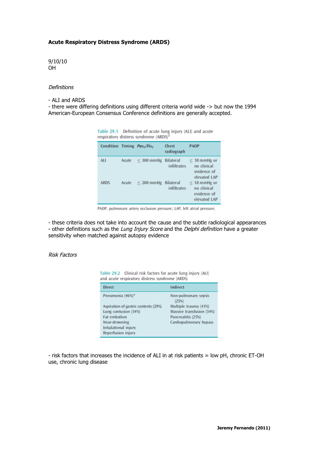 Acute Respiratory Distress Syndrome (ARDS)