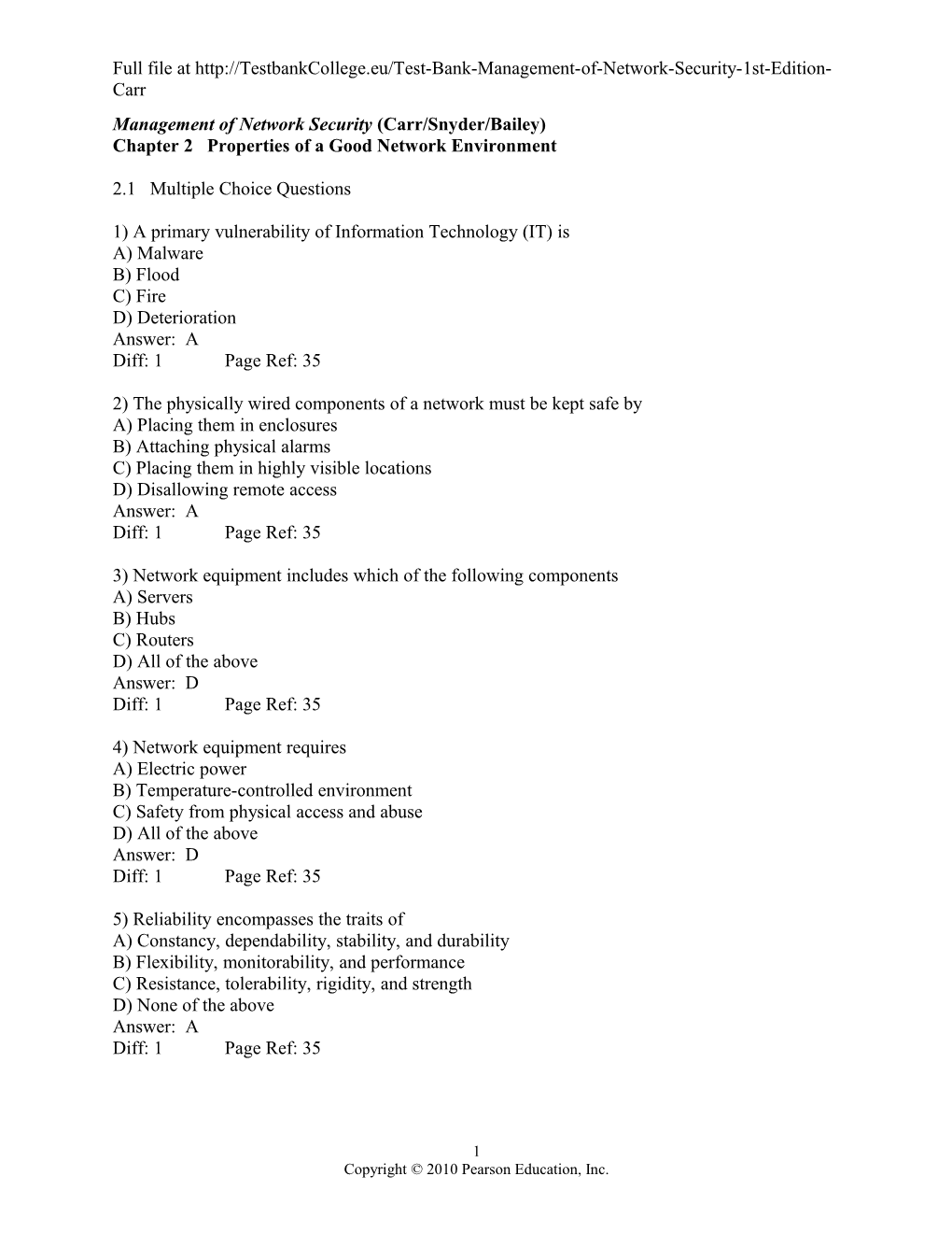 Management of Network Security (Carr/Snyder/Bailey)