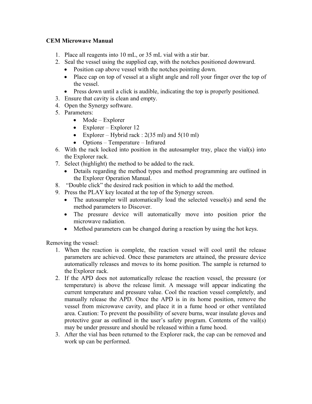 CEM Microwave Manual