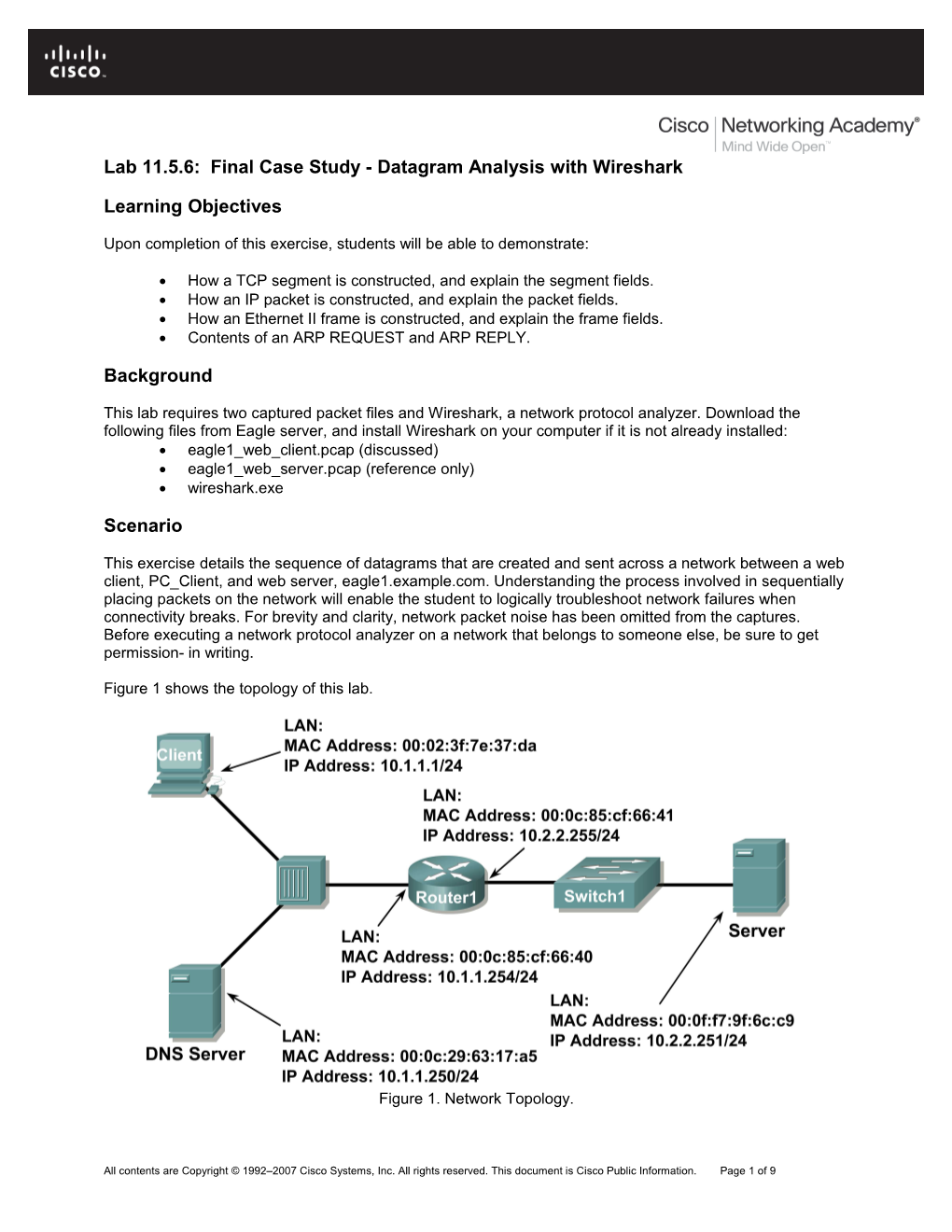 Lab 11.5.6: Final Case Study - Datagram Analysis with Wireshark