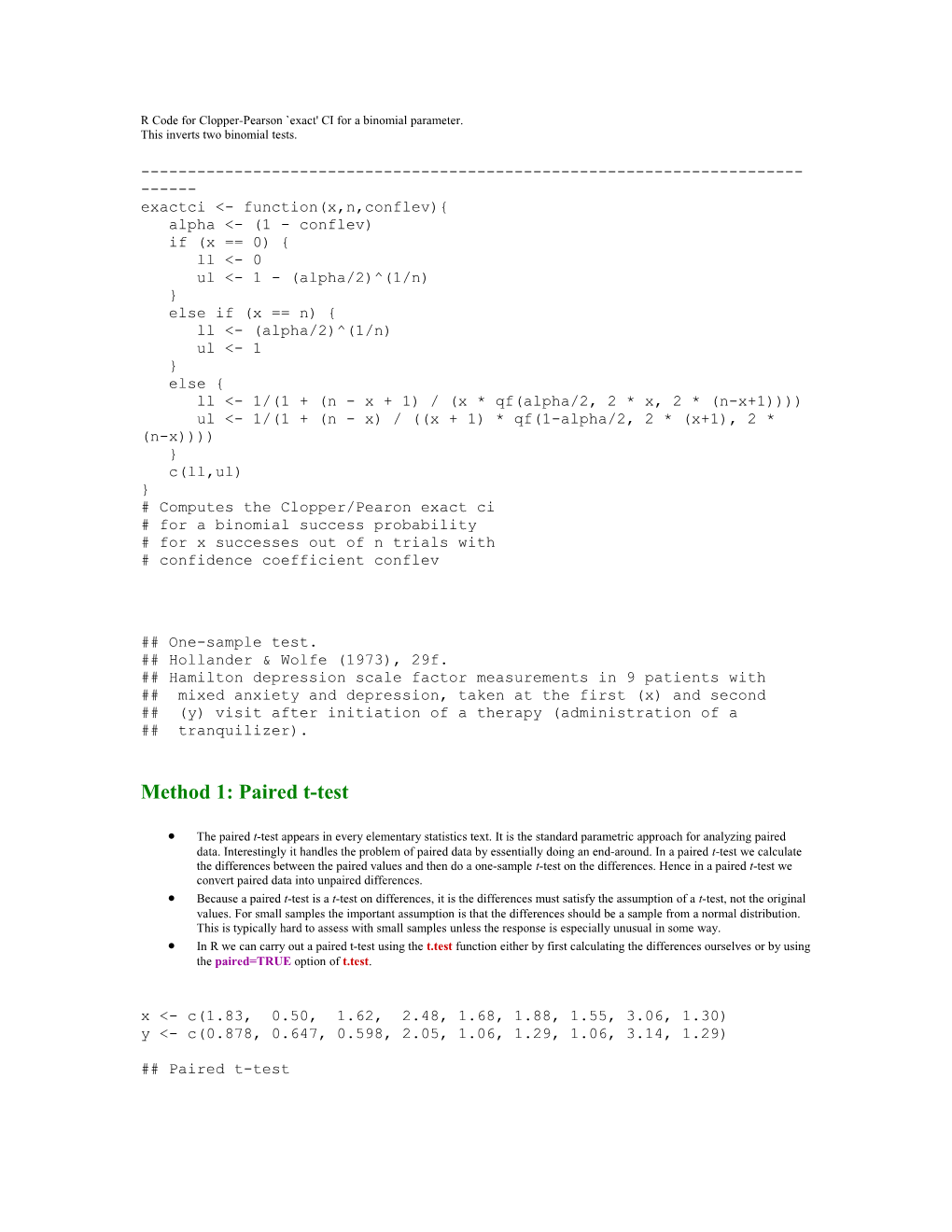 R Code for Clopper-Pearson Exact' CI for a Binomial Parameter