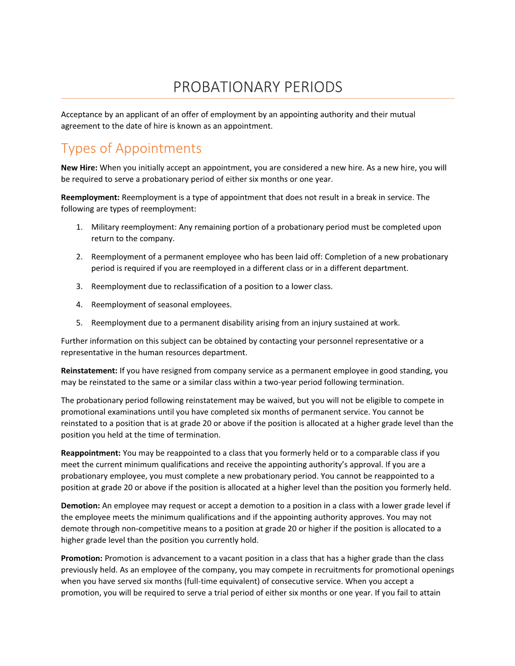 Probationary Periods