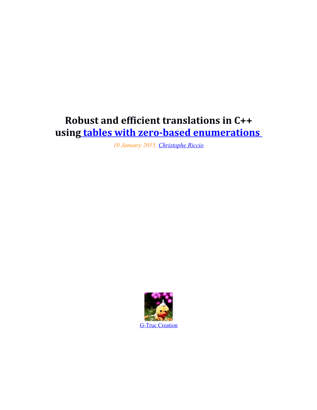 Robust and Efficient Translations in C Using Tables with Zero-Based Enumerations