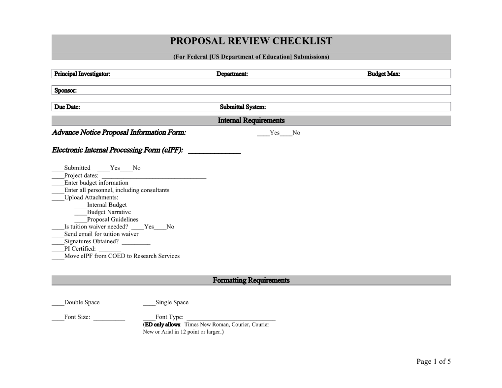 For Federal US Department of Education Submissions