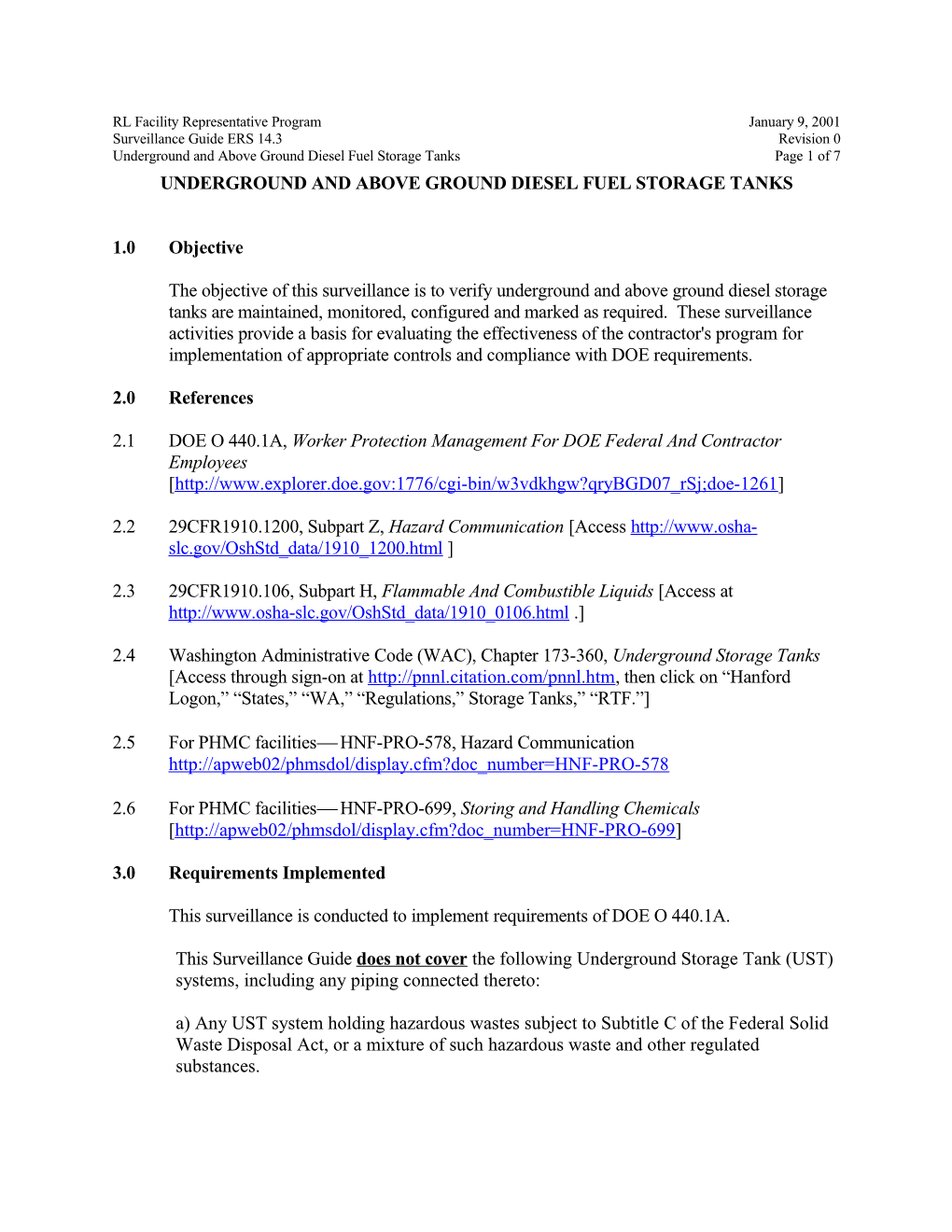 Surveillance Guide - ERS 14.3 Underground and Above Ground Diesel Fuel Storage Tanks