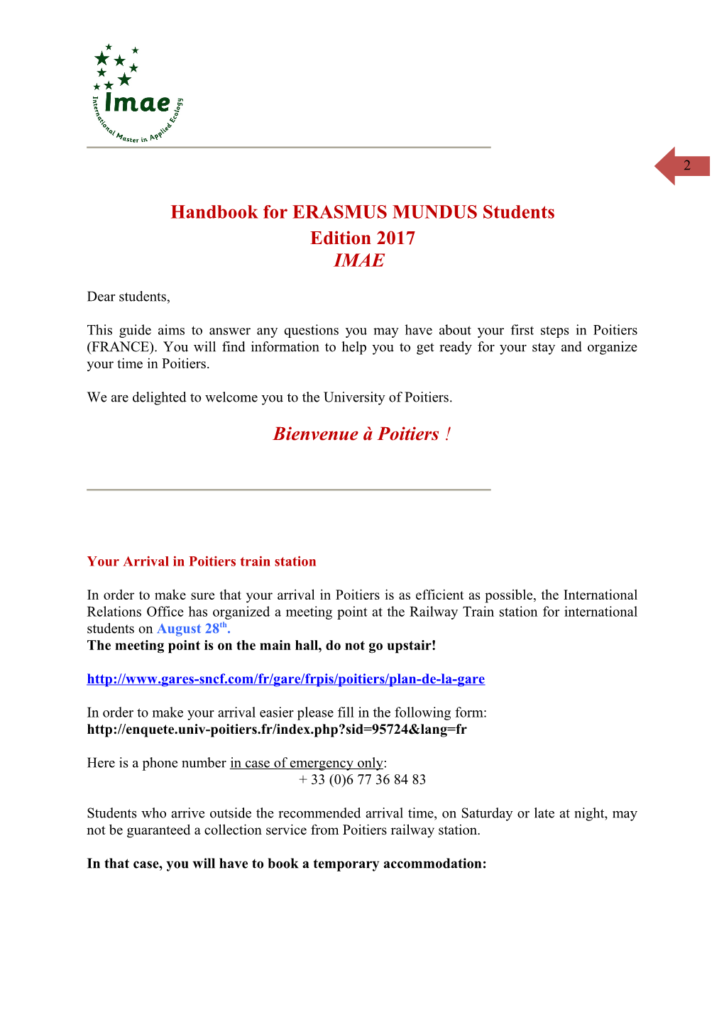 Handbook for ERASMUS MUNDUS Students