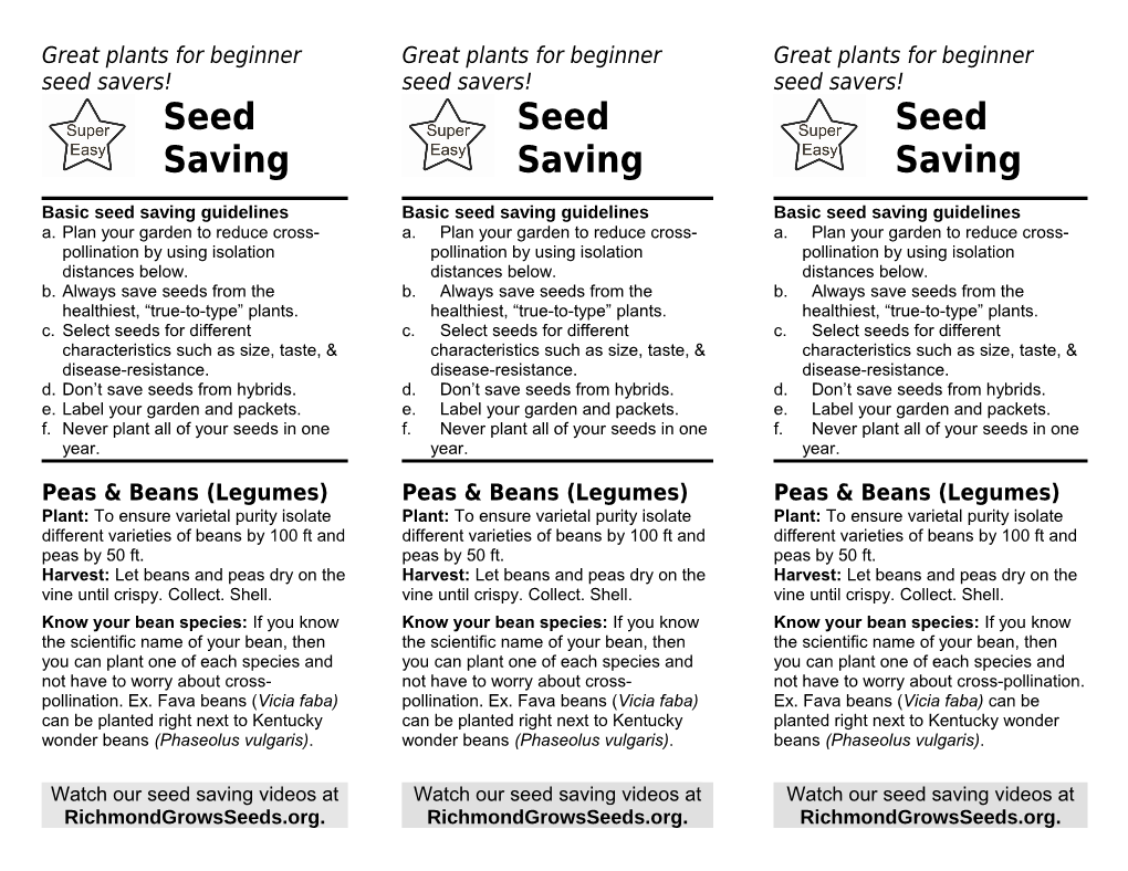 Great Plants for Beginner Seed Savers