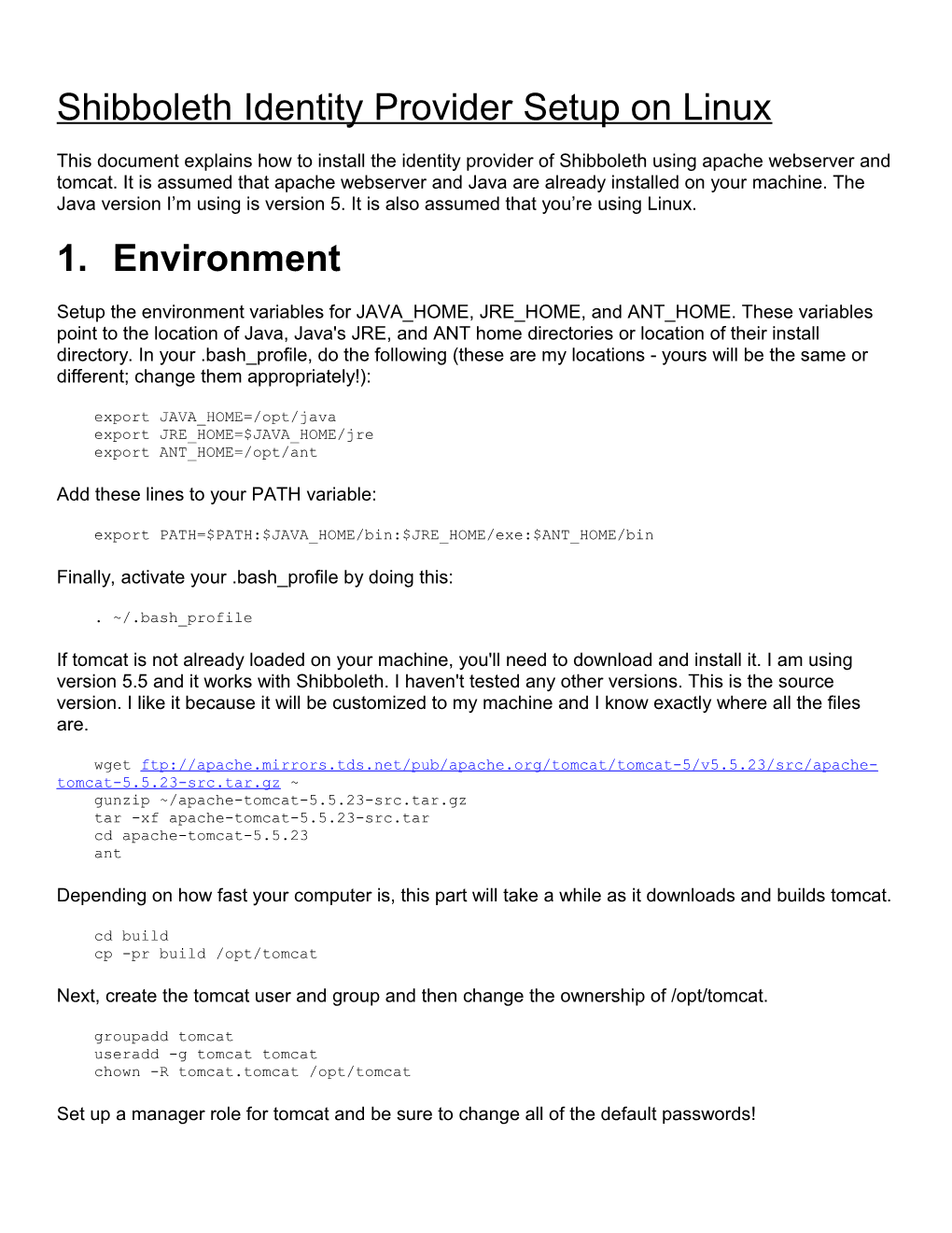 Shibboleth Setup on Suse Linux 10