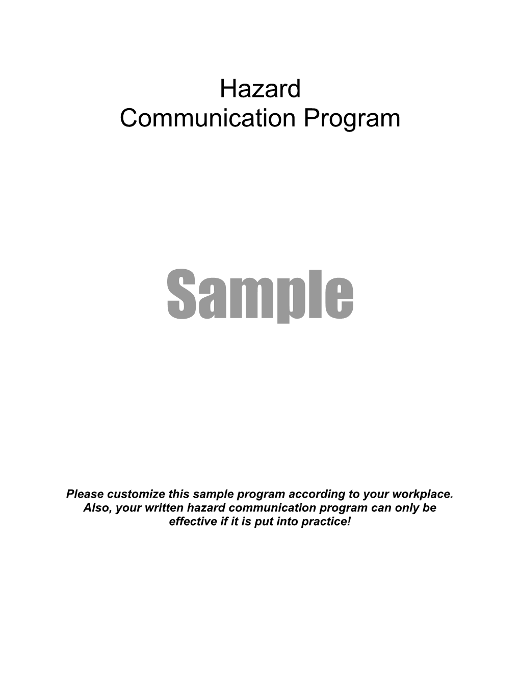 Sample Hazard Communication Program