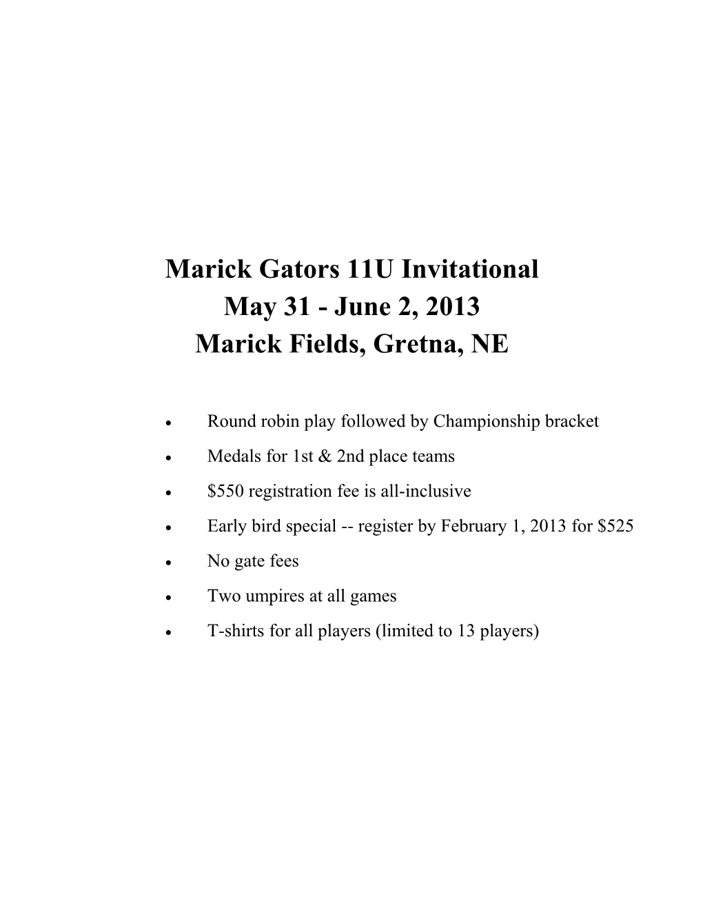 Marick Gators 11U Invitational