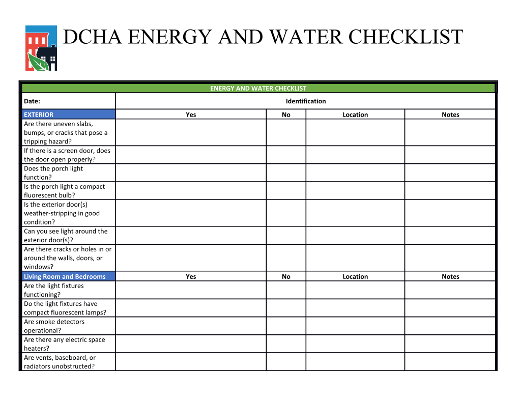 Dcha Energy and Waterchecklist