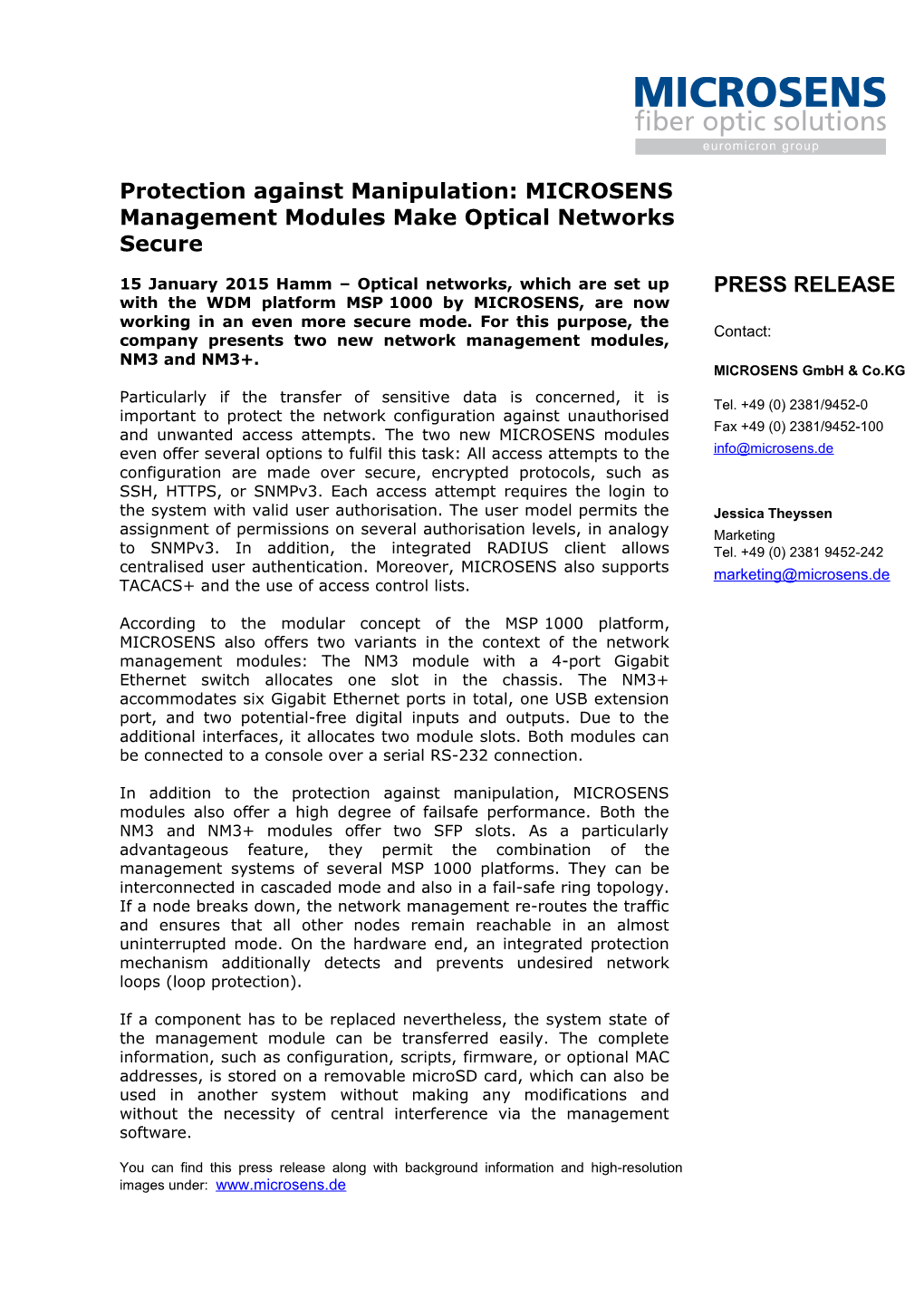 Protection Against Manipulation: MICROSENS Management Modules Make Optical Networks Secure