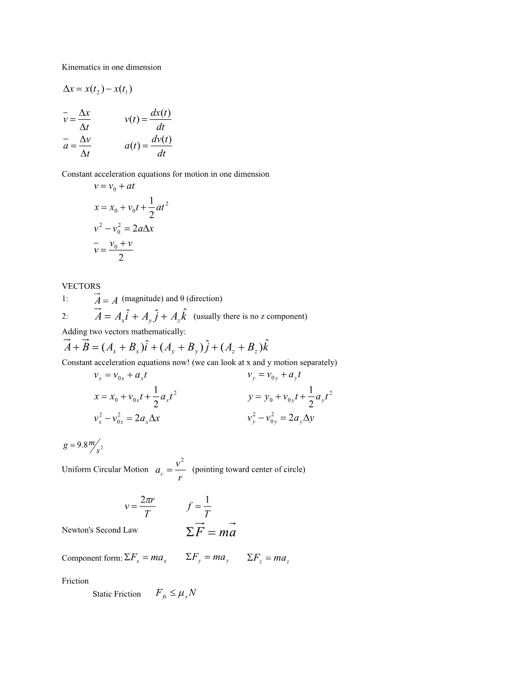 Kinematics in One Dimension