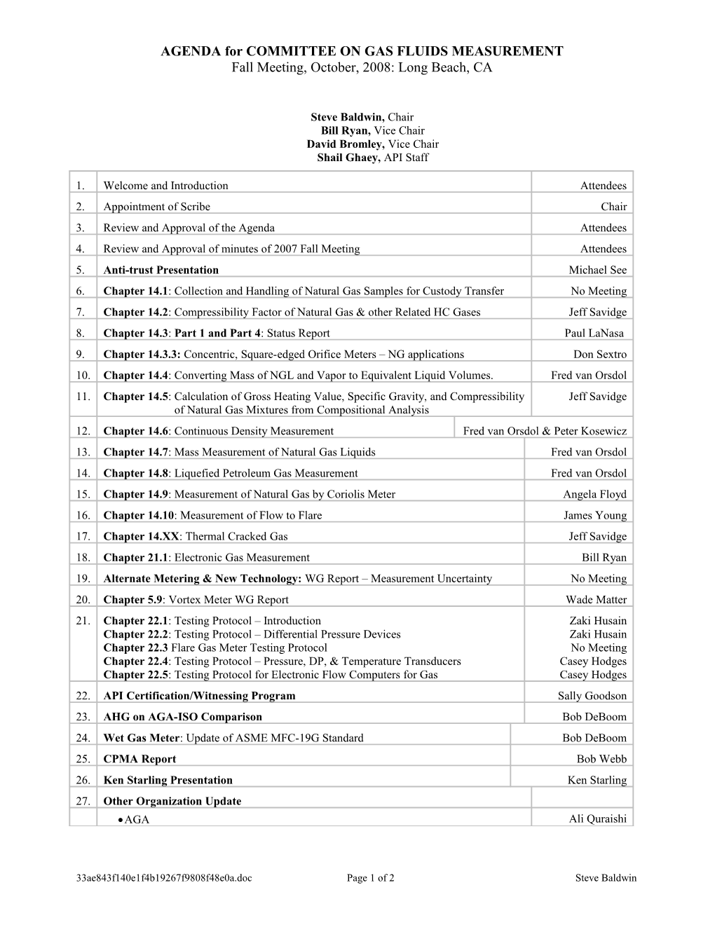 Committee on Gas Fluids Measurement