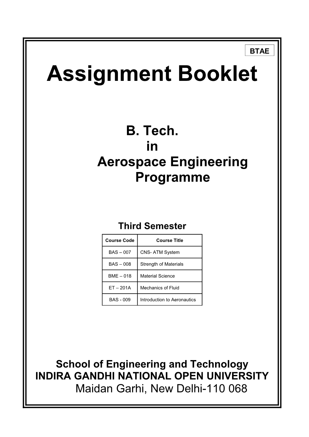 B. Tech in Aerospace Engineering