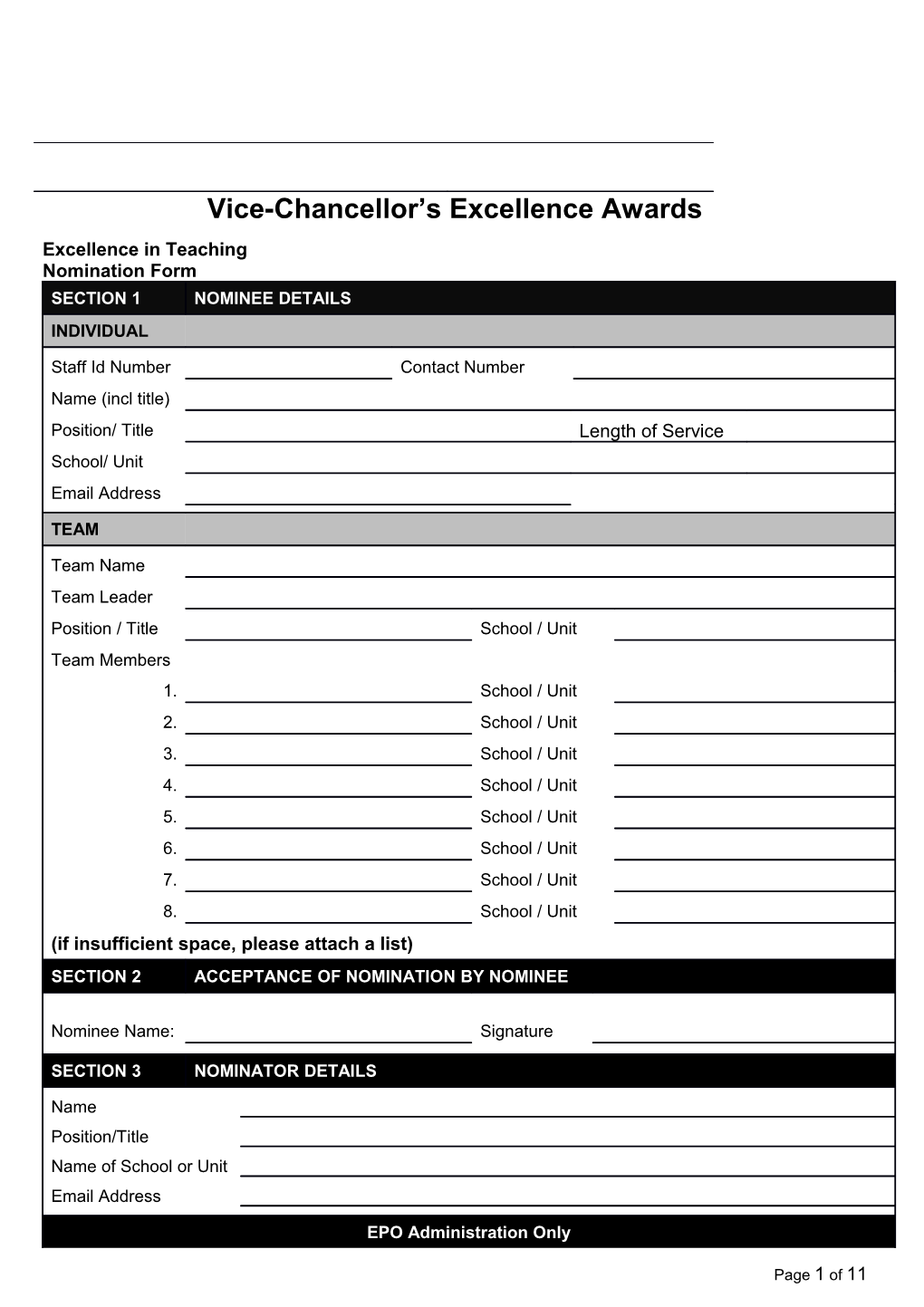 Vice-Chancellor S Excellence Awards