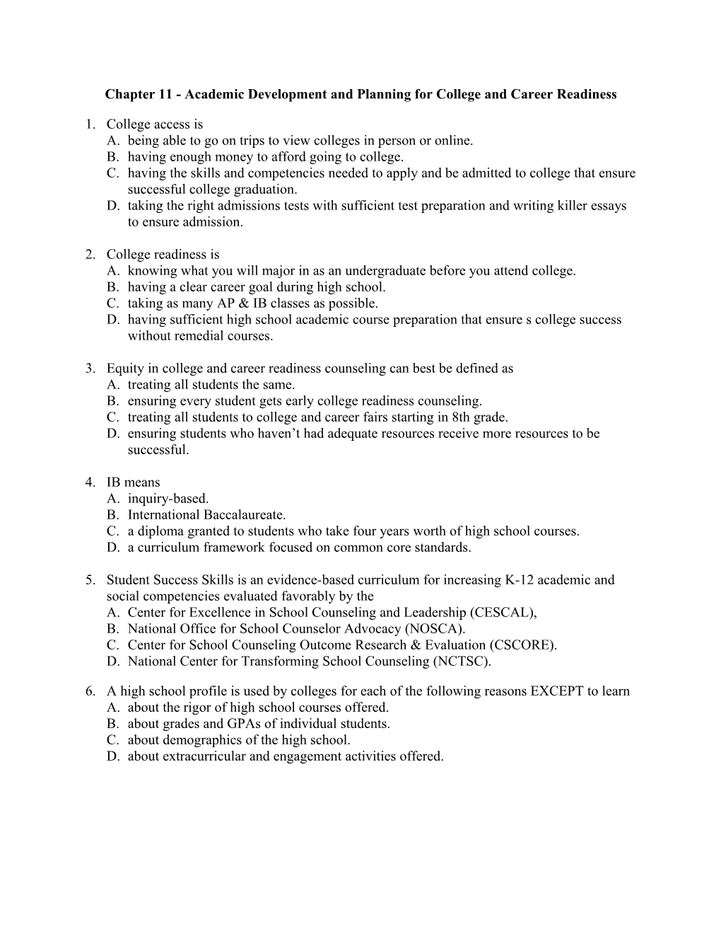 Chapter 11 - Academic Development and Planning for College and Career Readiness