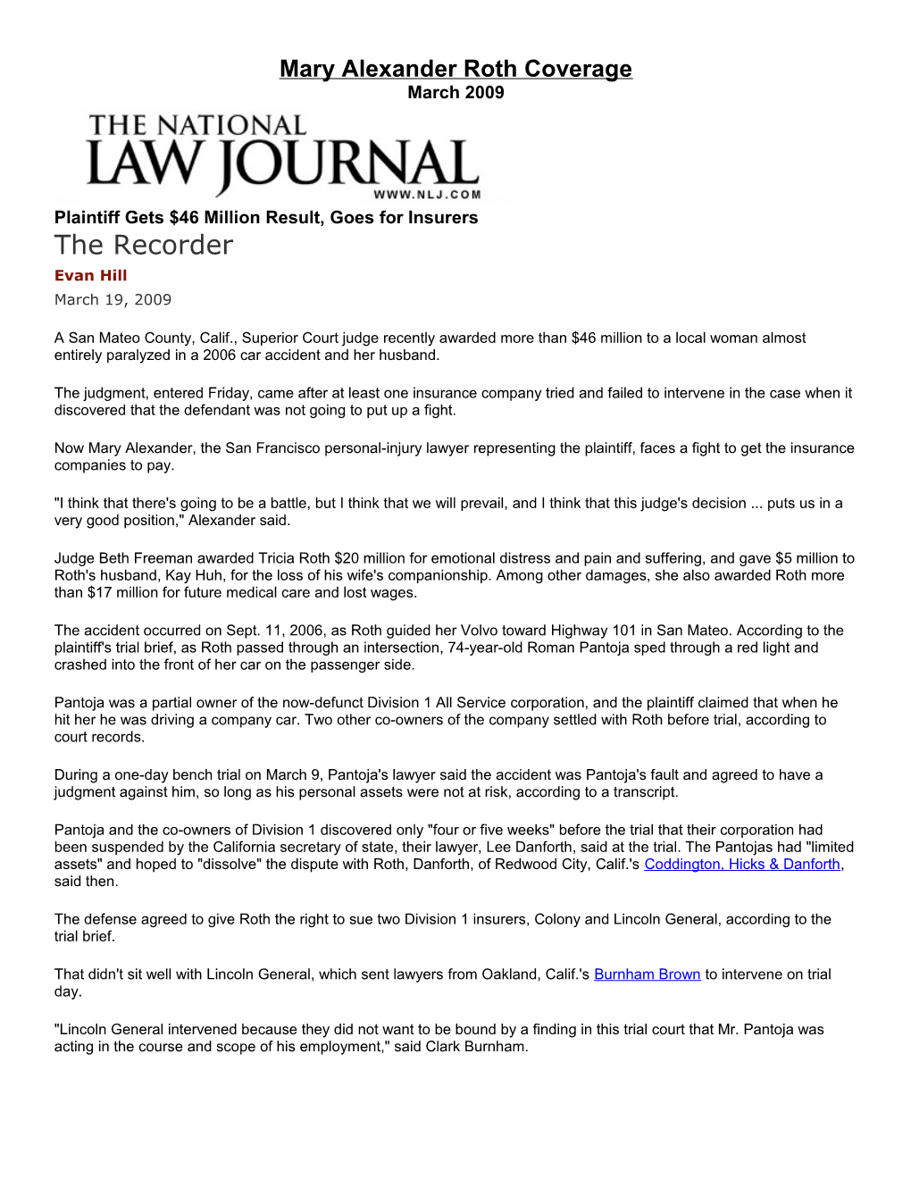 National Law Journal and the Recorder