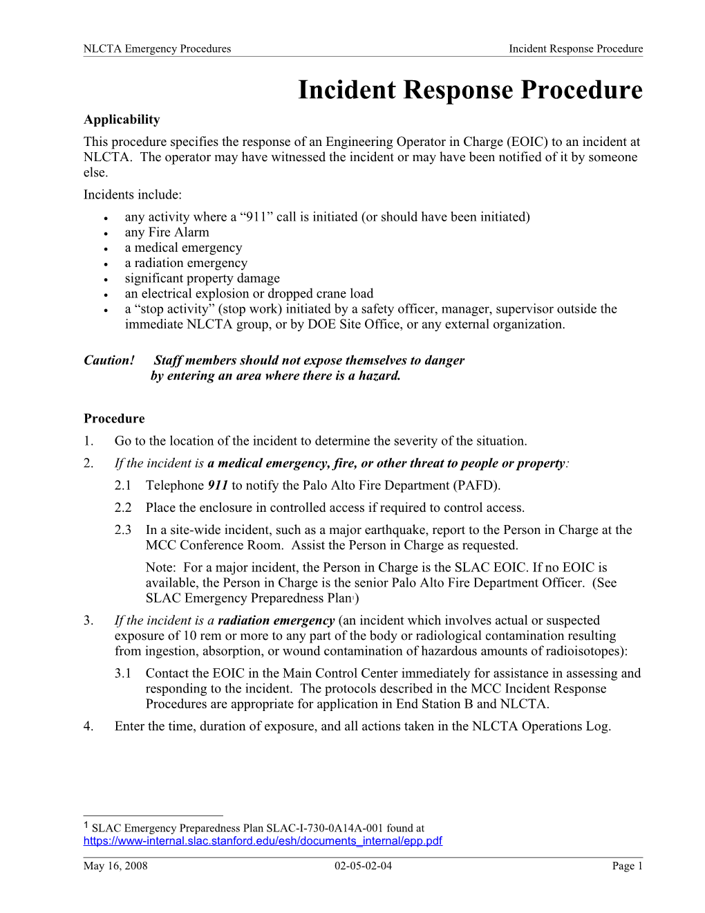 Incident Response Procedure