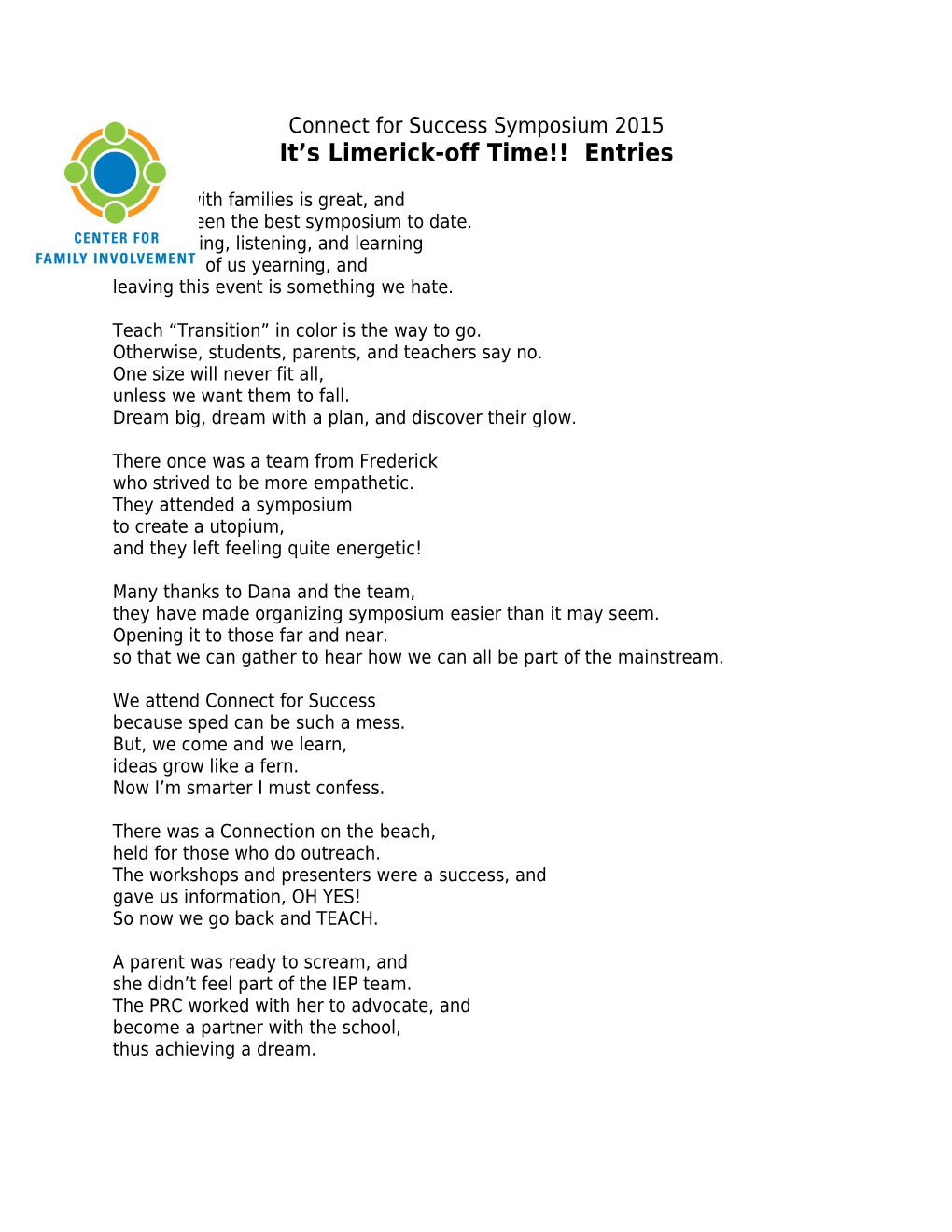 It S Limerick-Off Time Entries