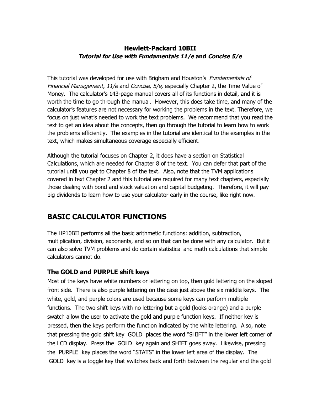 Tutorial for Use with Fundamentals 11/E and Concise 5/E