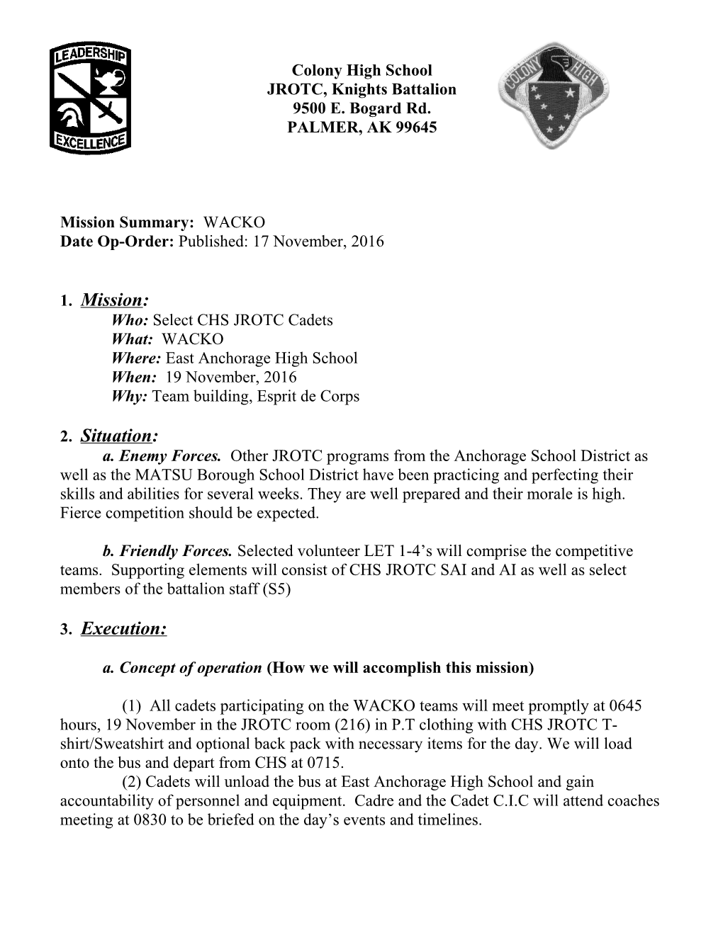 The Five Paragraph Field Order