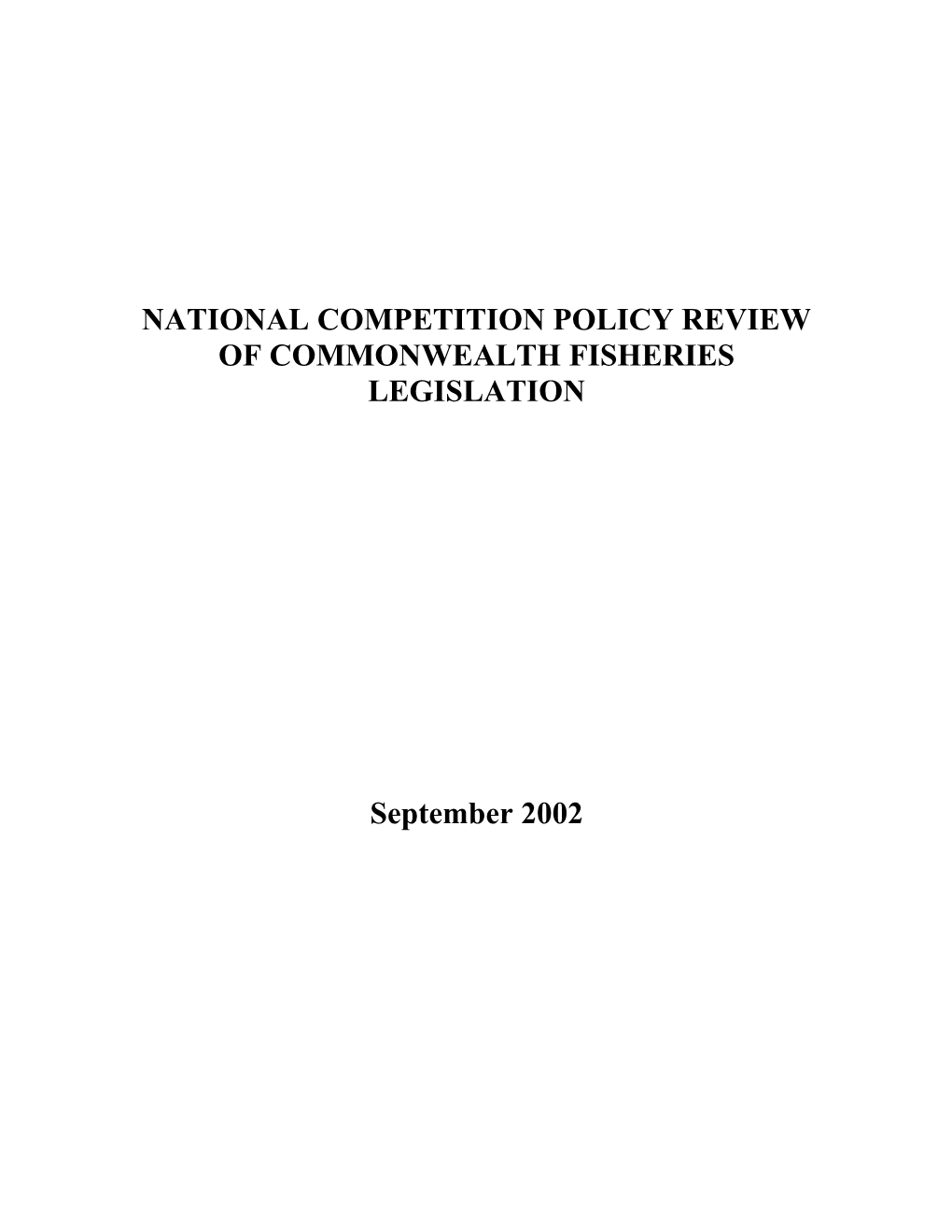 National Competition Policy Review Of