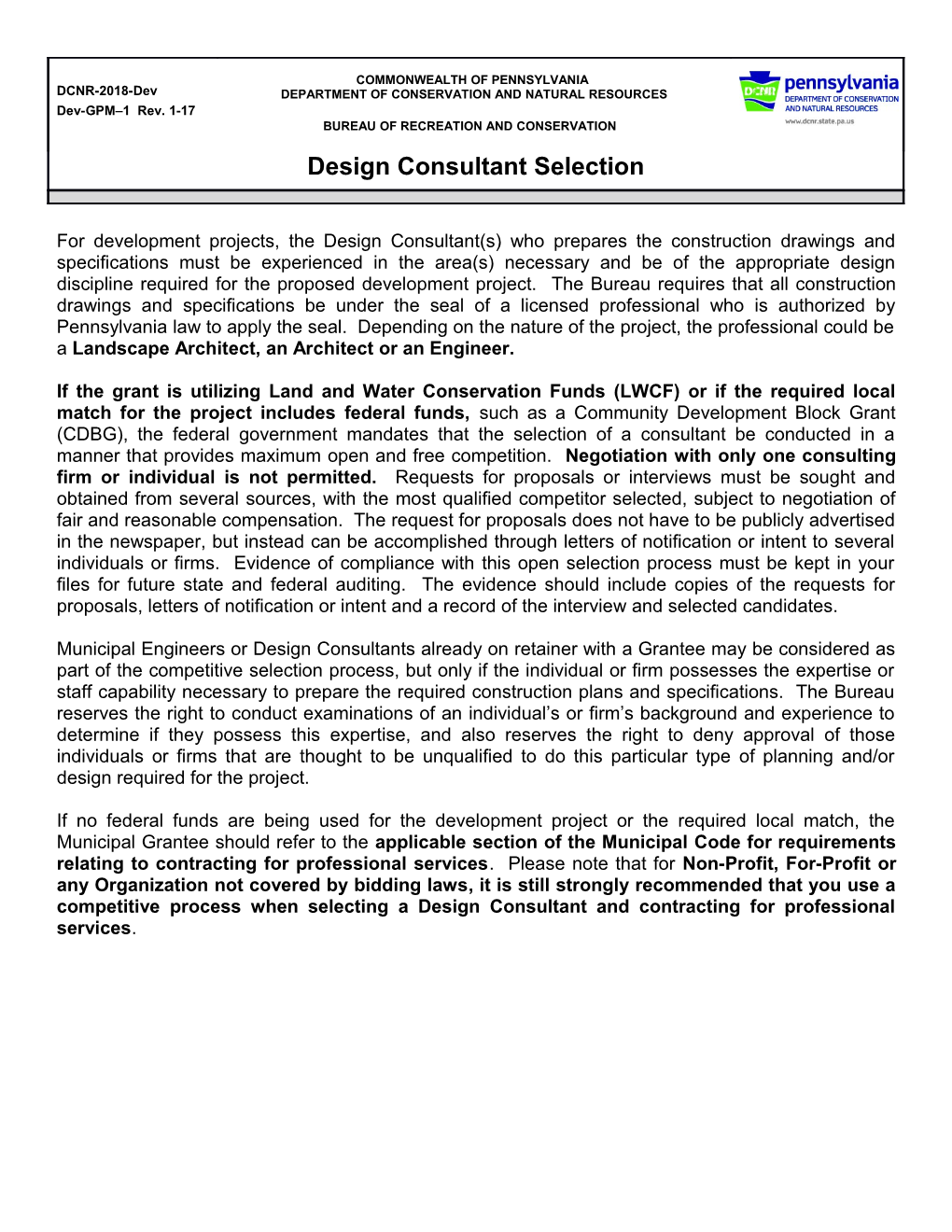 Design Consultant Selection