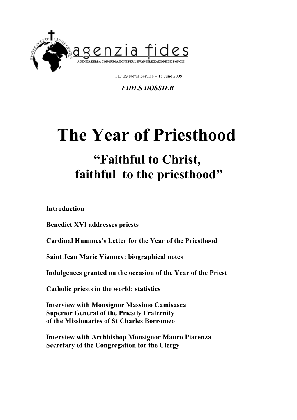 The Year of Priesthood